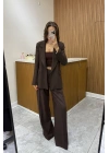 Poliviskon Blazer Ceket Kahve