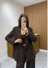 Poliviskon Blazer Ceket Kahve