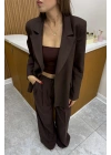 Poliviskon Blazer Ceket Kahve