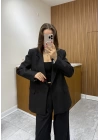 Poliviskon Blazer Ceket Siyah