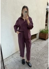 Gömlek Havuç Pantolon Takım Mürdüm