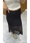 Siyah Dantel Tüllü Etek
