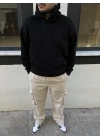 Siyah Kapüşonlu Sweat