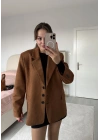 Süet Blazer Ceket Taba
