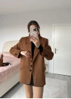 Süet Blazer Ceket Taba