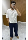 Tensel Dökümlü Lacivert Pantolon