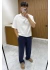 Tensel Dökümlü Lacivert Pantolon