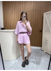 Tensel Gömlek Şort Takım Pembe