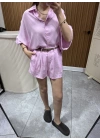 Tensel Gömlek Şort Takım Pembe