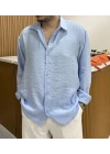 Tensel Oversize Bebe Mavi Gömlek