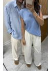Tensel Oversize Bebe Mavi Gömlek