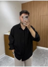 Tensel Oversize Siyah Gömlek
