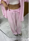 Tensel Pembe Gömlek Takım