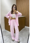 Tensel Pembe Gömlek Takım