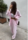 Tensel Pembe Gömlek Takım