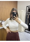 Triko Uzun Kol Marka Model Crop Bej