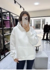 Unisex Beyaz Kapüşonlu Sweat