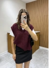 V Yaka Süveter Bordo