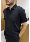 Yarım Fermuar Marka Model T-shirt Siyah
