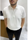 Yarım Fermuarlı Marka Model T-shirt Beyaz