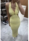 Yıldız Aksesuarlı Elbise Sarı