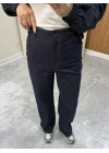 Yüksek Bel Lacivert Denim Pantolon