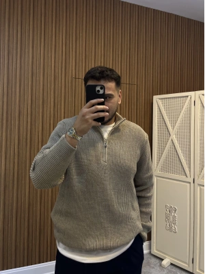 Fermuarlı Triko Vizon