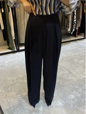 Kumaş Palazzo Pantolon Lacivert