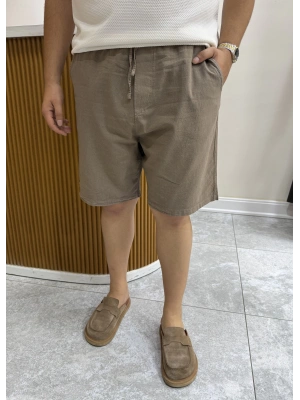 Yıkanmış Keten Kahve Şort