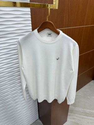 Bisiklet Yaka Marka Model Triko Kazak Beyaz