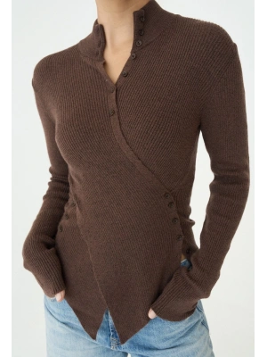 Belden Düğmeli Kazak Kahve