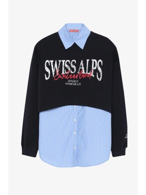 Gömlek Detaylı Sweatshirt Lacivert