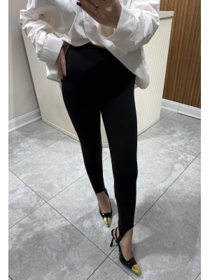 Paça Detaylı Tayt Siyah