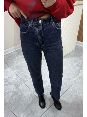 Kesik Paça Straight Jean Lacivert