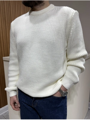 Bisiklet Yaka Triko Beyaz