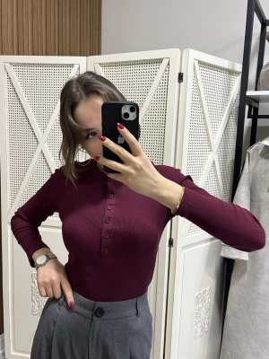 Bordo Uzun Kol Bluz