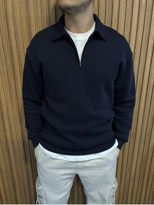 Fermuarlı Sweat Lacivert