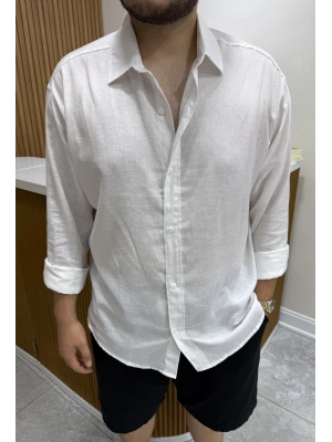 Ham Keten Beyaz Gömlek