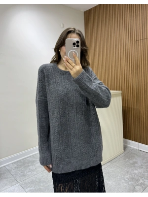 Hasır Örgü Salaş Kazak Antrasit