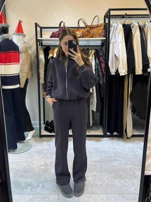 Hırkalı Eşofman Takımı Füme