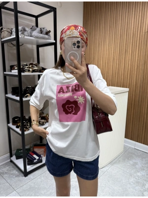 İbiza Baskılı Tshirt Beyaz