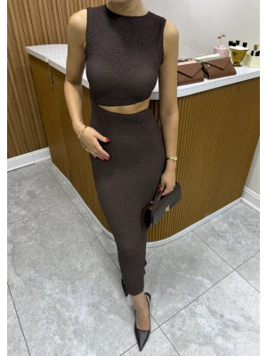 Kahve Bel Dekolteli Marka Model Elbise