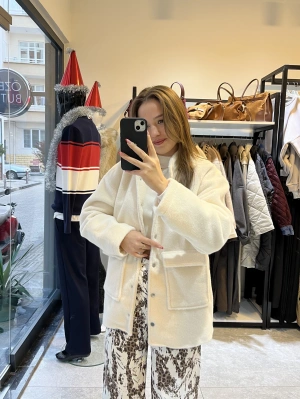 Kaşmir Dokulu Beyaz Ceket