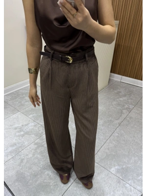 Kemerli Kadife Pantolon Kahve