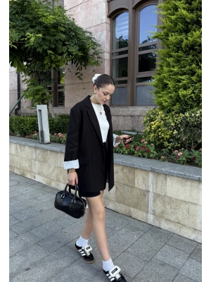 Keten Astarlı Ceket Siyah