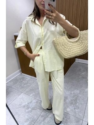 Keten Kısa Kollu Sarı Takım