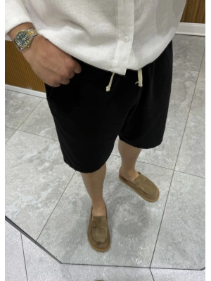 Keten Siyah Şort
