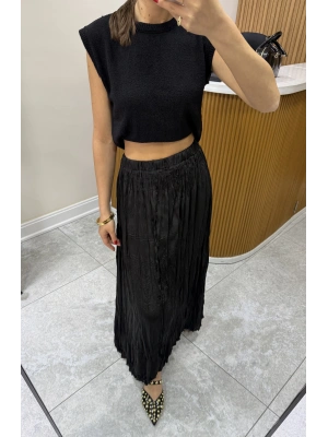Kırışık Siyah Etek