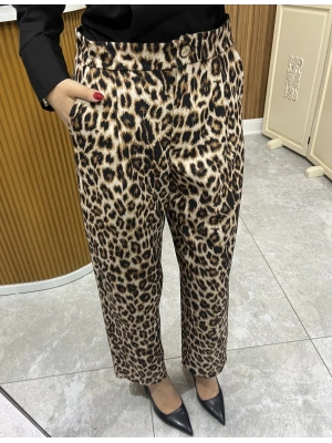 Leopar Desenli Havuç Pantolon