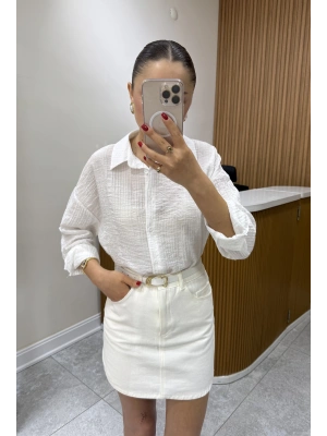 Marka Model Gofre Beyaz Gömlek